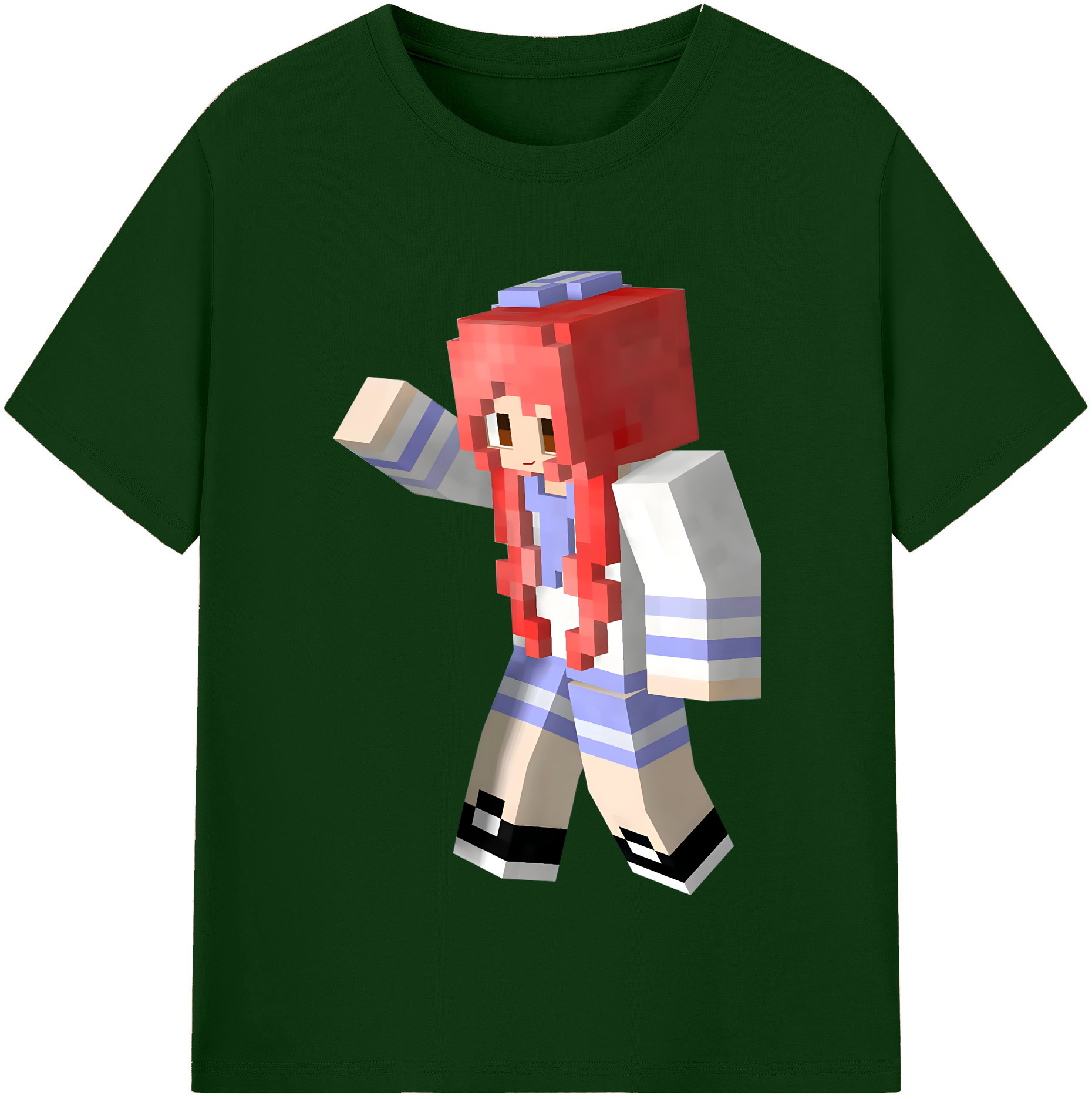 （画像用） マインクラフト ブロックの世界 Minecraft MC Block world 綿100％半袖Tシャツ（フロントプリント）